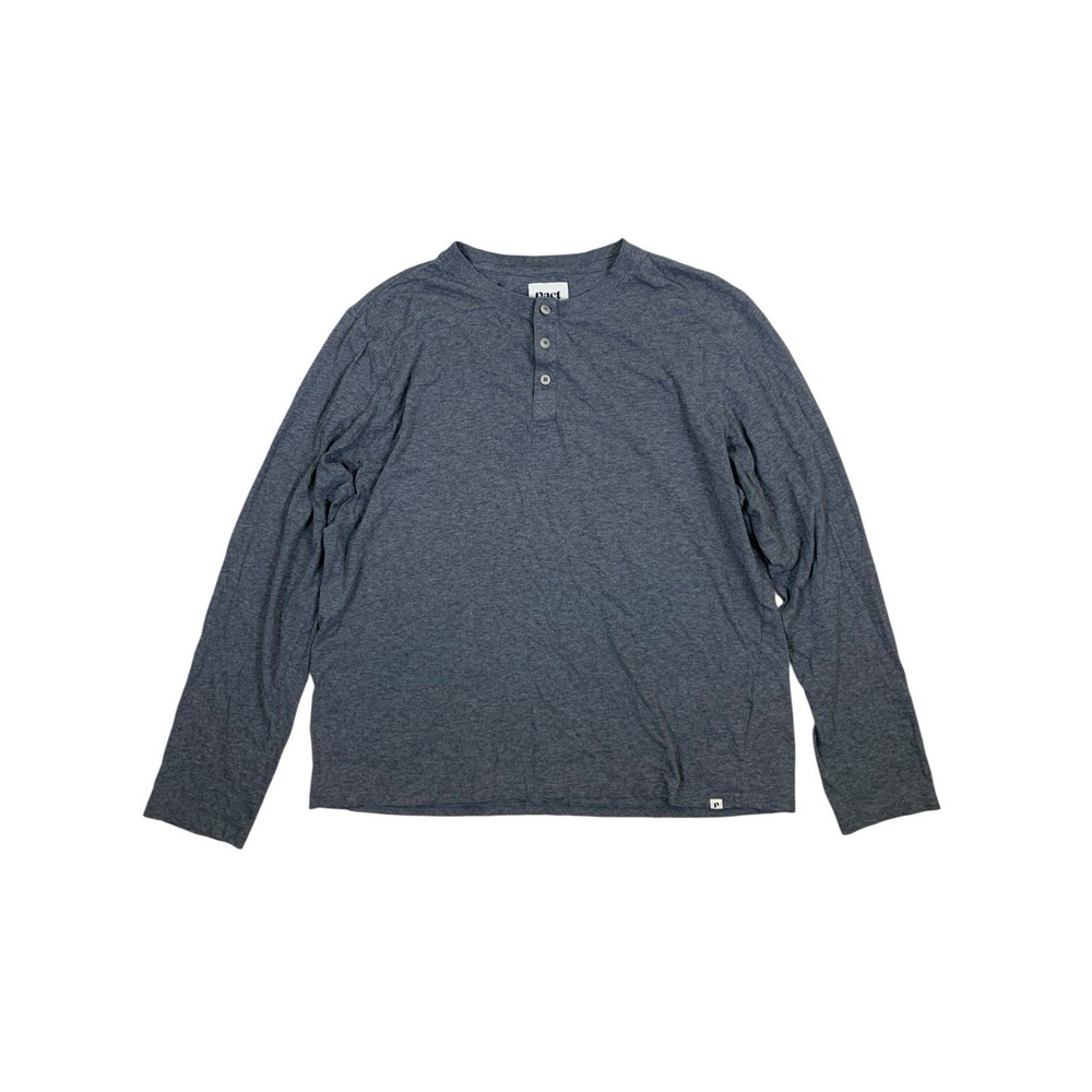 Pact Gray Organic Cotton Henley Long Sleeve Casual Tee Large